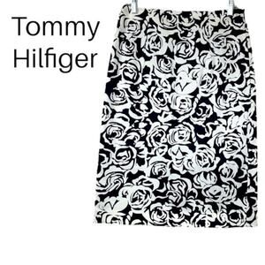 Tommy Hilfiger Black White Floral Feminine Cottage Pencil Skirt NWOT Size 8